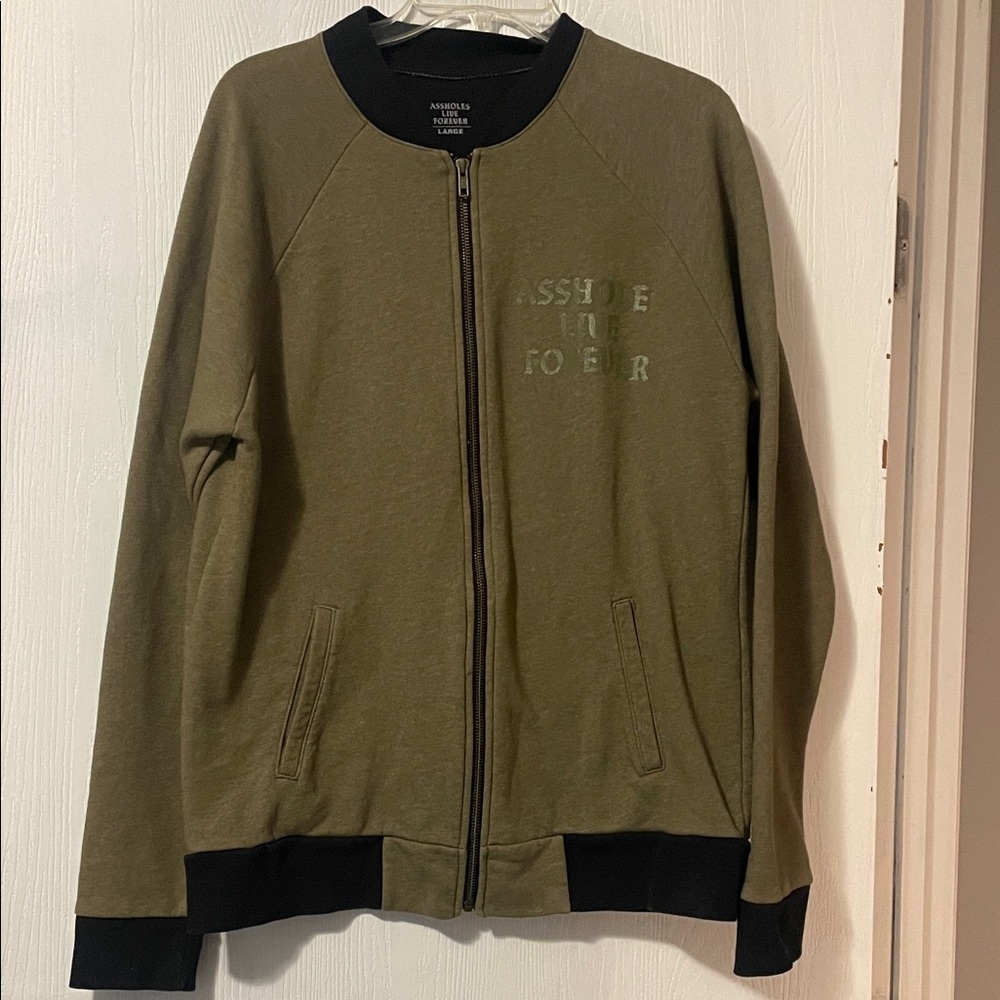 Men's Olive‎ Green Zip-Up Sweater